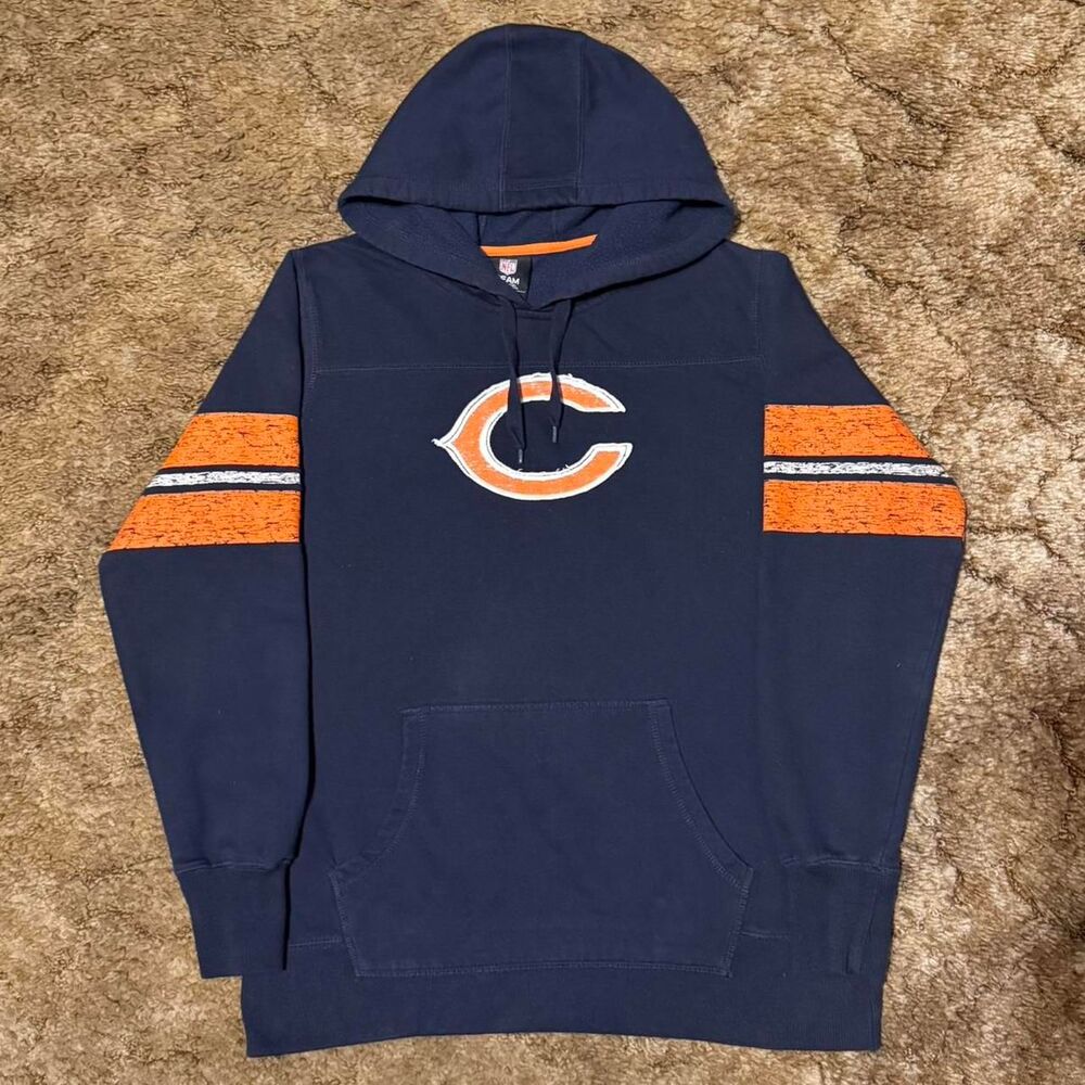 Vintage Y2K NFL Chicago Bears Womens Hoodie Navy / Orange XLarge